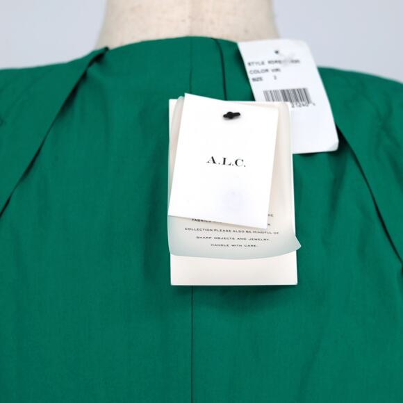 A.L.C. Women Viridian Green Cotton Alexa Cutout Tiered Mini Dress Size US 2 - Picture 7 of 8